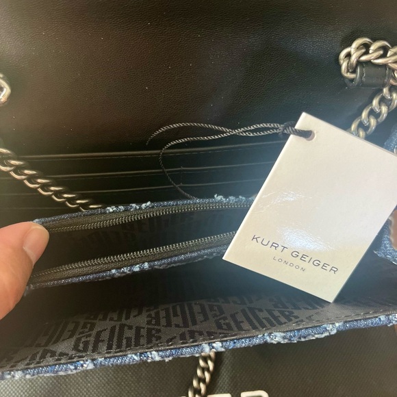 NWT Brixton Kurt Geiger Denim Crossbody with silver chain strap & dust bag ππ©΅π - Picture 10 of 10